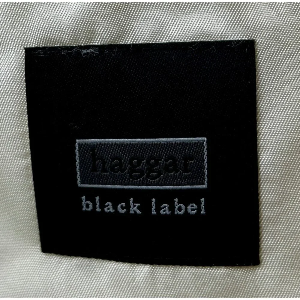 Haggar Black Label Blazer Mens 44L Beige 100% Silk Herringbone Sport Coat Luxury